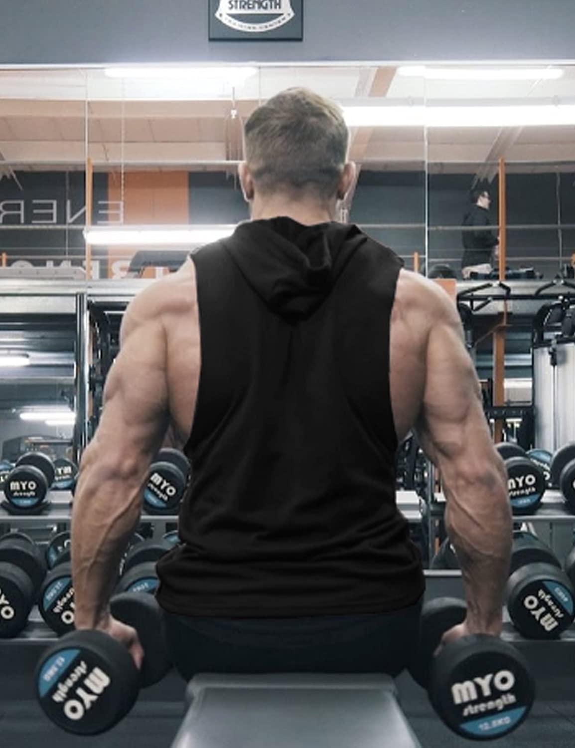 COOFANDY Men's 2 Pack Workout Hooded Tank Tops Bodybuilding Muscle Cut Off T Shirt Sleeveless Gym Hoodies - Image 4